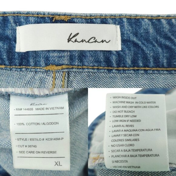 KanCan Isabelle Ultra High Rise Mom Shorts Womens XL Light Wash Distressed Denim - Picture 7 of 13
